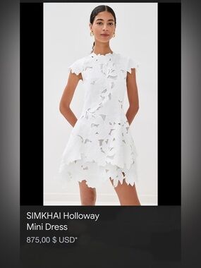 Jonathan Simkhai White Floral Laser-Cut Mini Dress